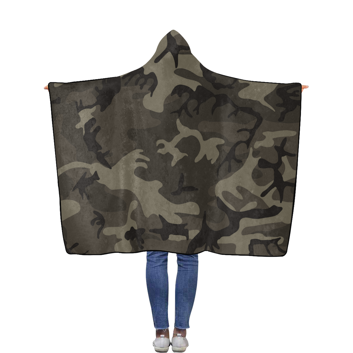 Camo Grey Flannel Hooded Blanket 50''x60''