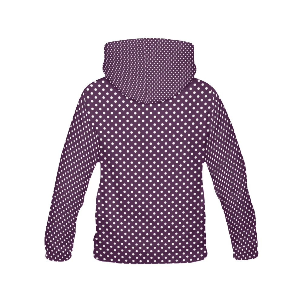 Burgundy polka dots All Over Print Hoodie for Women (USA Size) (Model H13)