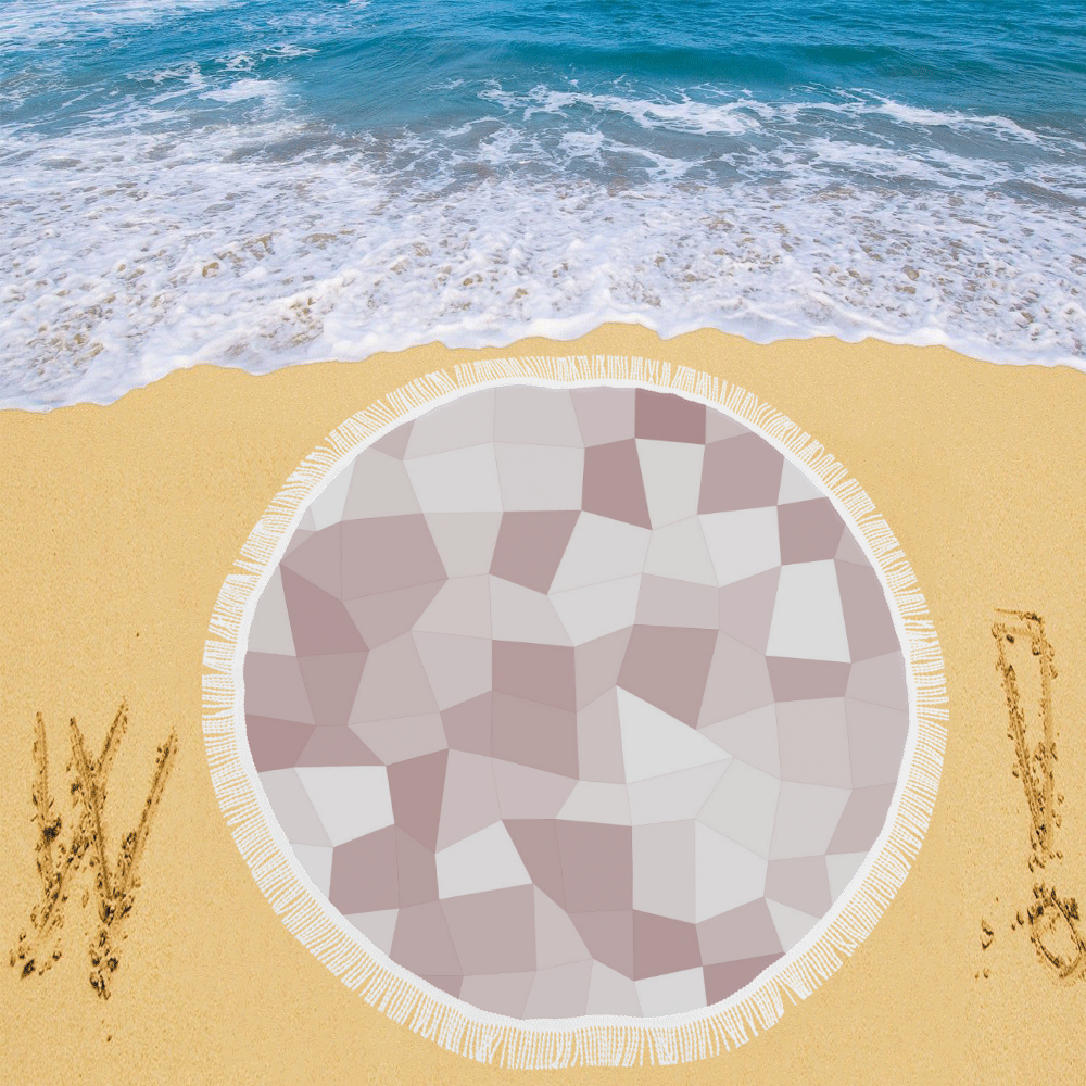 Mauve Beige Mosaic Circular Beach Shawl 59"x 59"