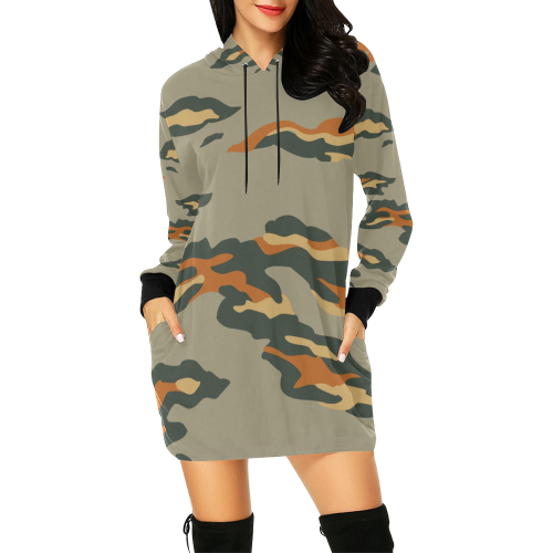 Cloud camouflage All Over Print Hoodie Mini Dress (Model H27)