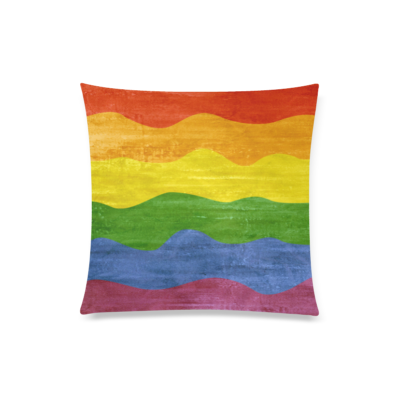 Gay Pride - Rainbow Flag Waves Stripes 3 Custom Zippered Pillow Case 20"x20"(Twin Sides)