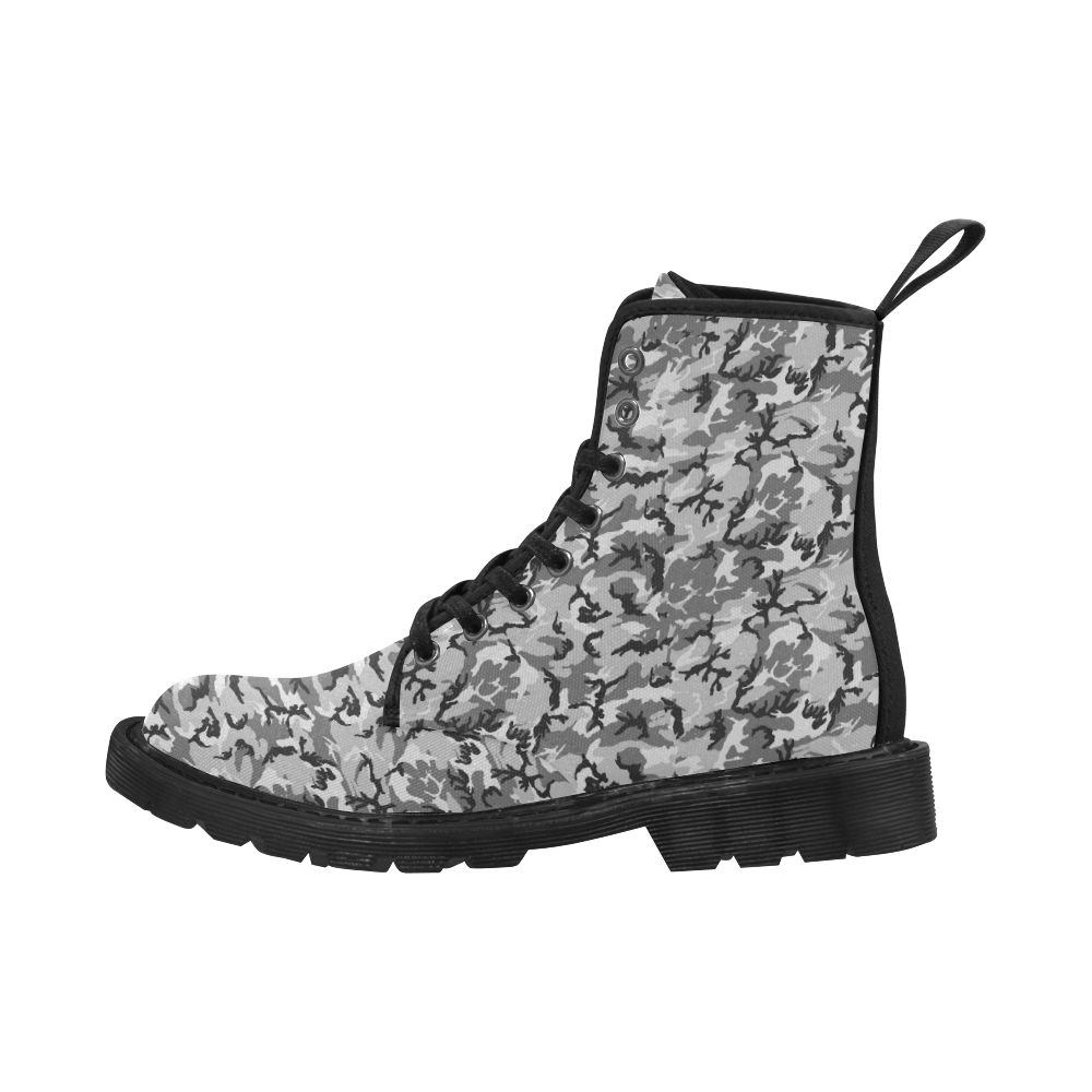 Woodland Urban City Black/Gray Camouflage Martin Boots for Men (Black) (Model 1203H)