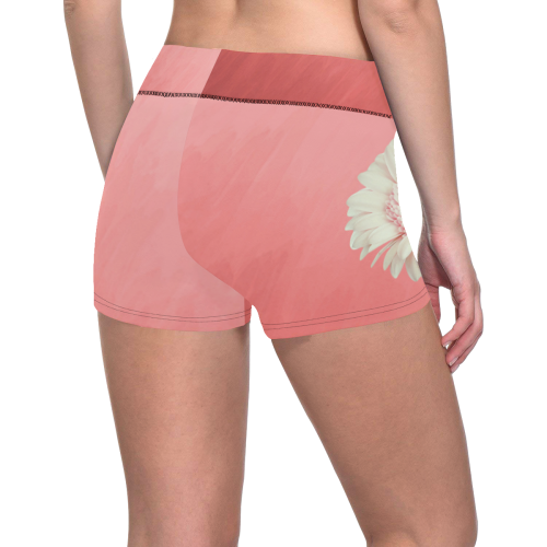 Gerbera Daisy - White Flower on Coral Pink Women's All Over Print Short Leggings (Model L28)