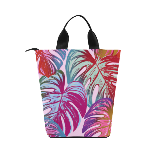 Pretty Leaves B by JamColors Nylon Lunch Tote Bag (Model 1670)