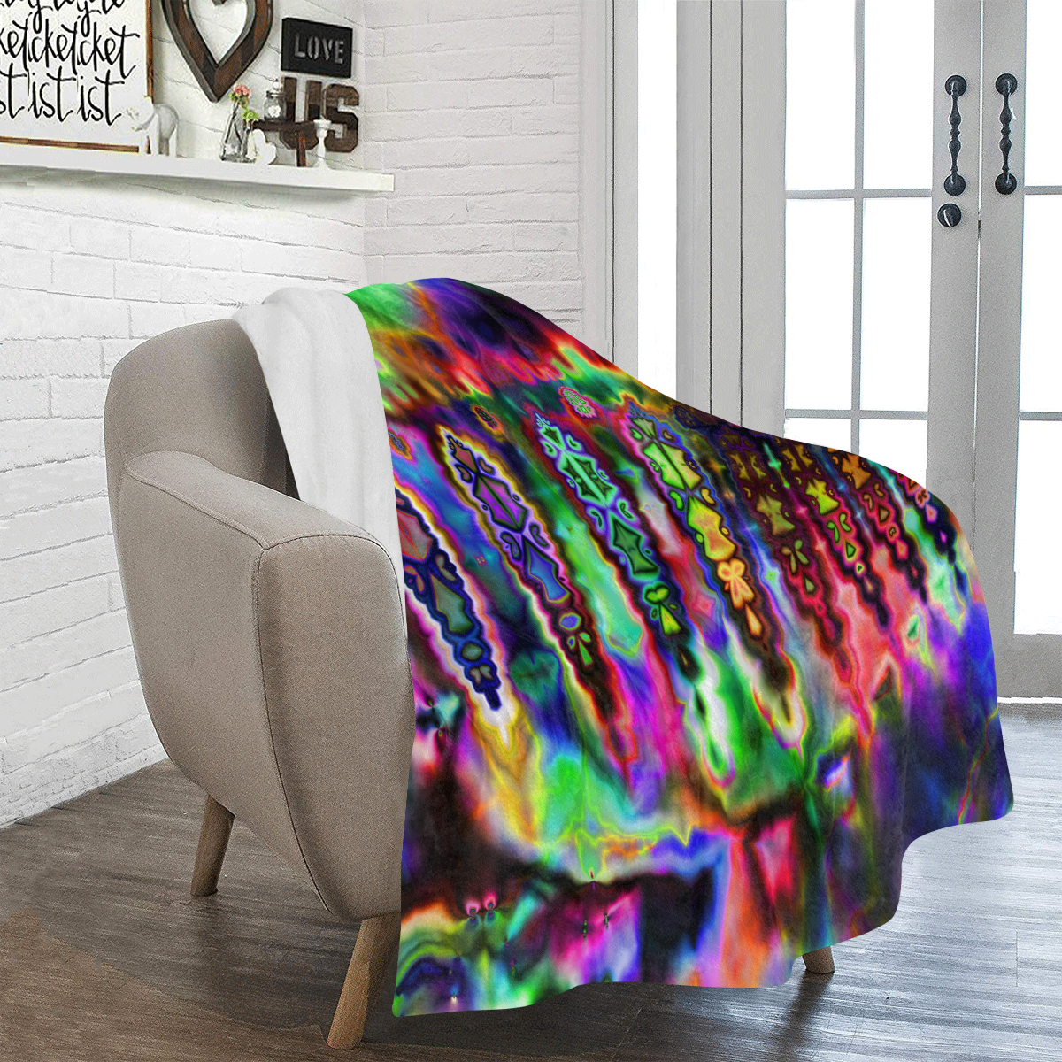 Fractal Acid Bunting Ultra-Soft Micro Fleece Blanket 50"x60"