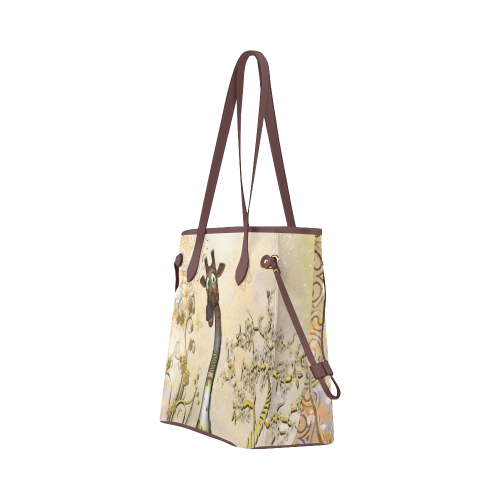 Funny steampunk giraffe Clover Canvas Tote Bag (Model 1661)