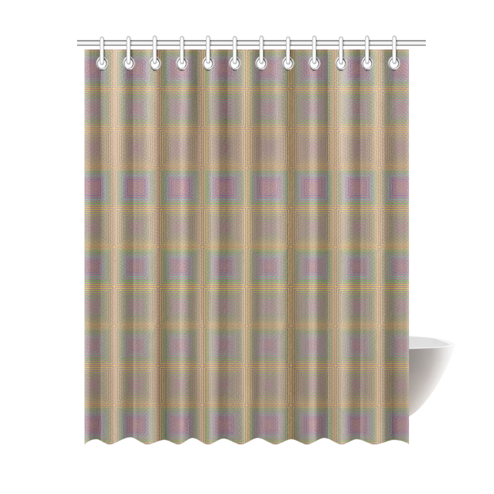 Violet brownish multicolored multiple squares Shower Curtain 69"x84"