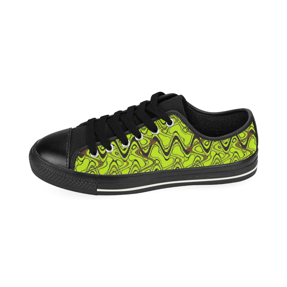Yellow and Black Waves pattern design Canvas Women's Shoes/Large Size (Model 018)