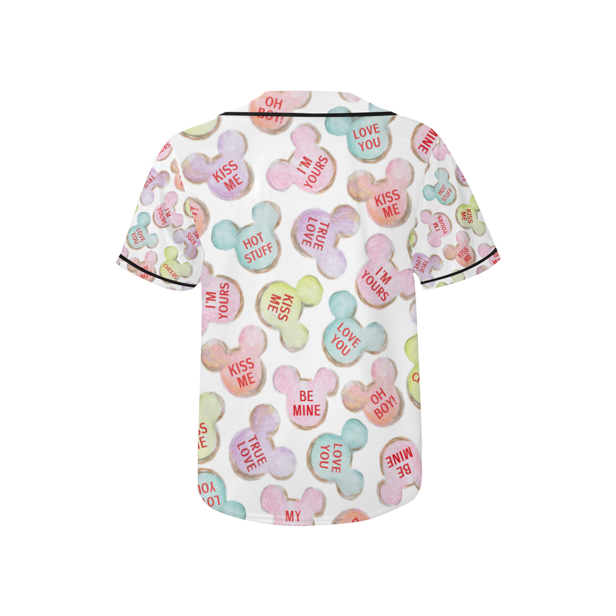 mickeylovecandyheartsclear All Over Print Baseball Jersey for Kids (Model T50)