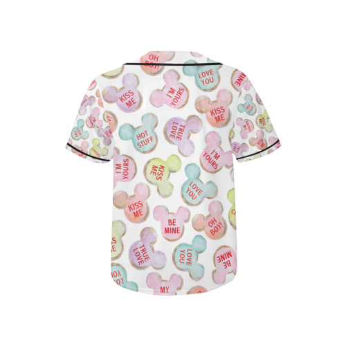 mickeylovecandyheartsclear All Over Print Baseball Jersey for Kids (Model T50)