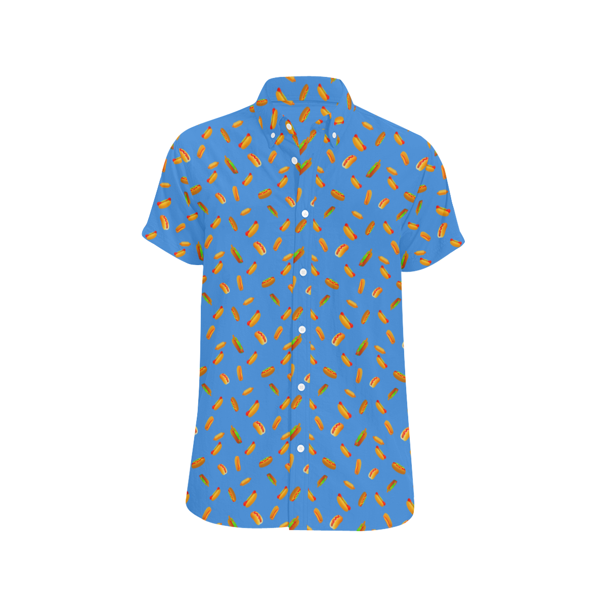 Hot Dog Pattern Men's All Over Print Short Sleeve Shirt (Model T53)