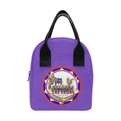 LasVegasIcons Poker Chip - Vegas Sign / Purple Zipper Lunch Bag (Model 1689)