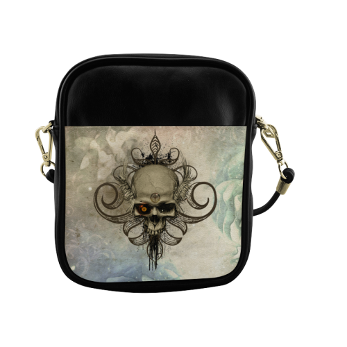 Creepy skull, vintage background Sling Bag (Model 1627)