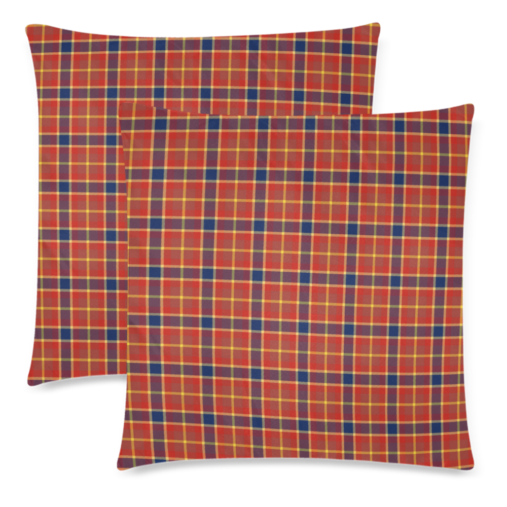 red yellow plaid Custom Zippered Pillow Cases 18"x 18" (Twin Sides) (Set of 2)