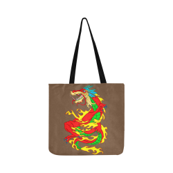 Red Chinese Dragon Brown Reusable Shopping Bag Model 1660 (Two sides)