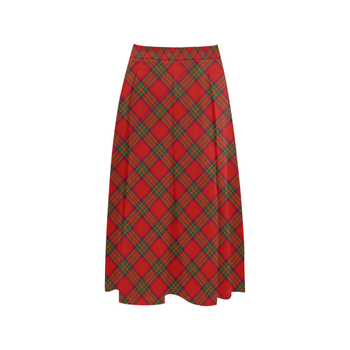 Red Tartan Plaid Pattern Aoede Crepe Skirt (Model D16)