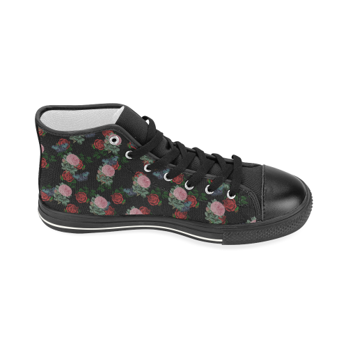 dark floral butterfly black Women's Classic High Top Canvas Shoes (Model 017)