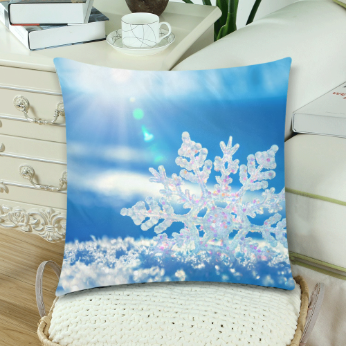 SNOWFLAKE CHRISTMAS SKY Custom Zippered Pillow Cases 18"x 18" (Twin Sides) (Set of 2)