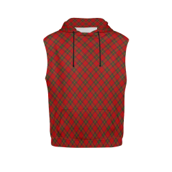 Red Tartan Plaid Pattern All Over Print Sleeveless Hoodie for Women (Model H15)