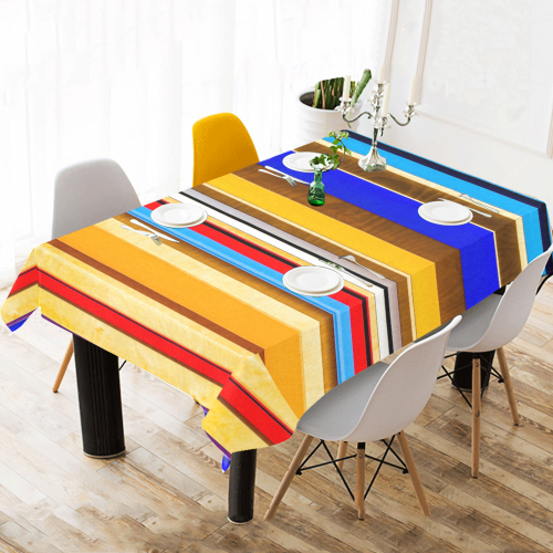 Colorful abstract pattern stripe art Cotton Linen Tablecloth 60"x 104"