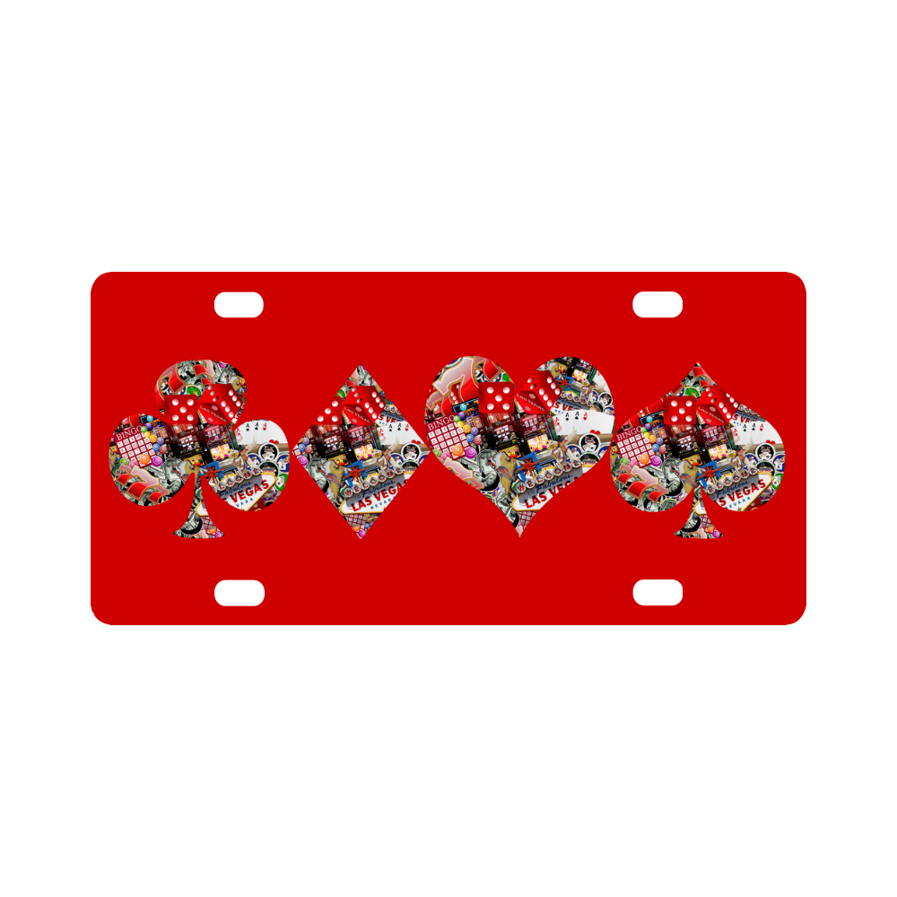 Las Vegas Playing Card Shapes on Red Classic License Plate