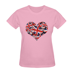 Union Jack British UK Flag Heart Sunny Women's T-shirt (Model T05)