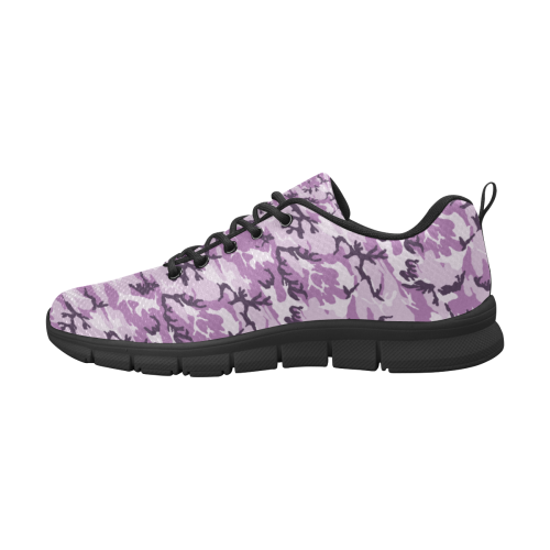 Woodland Pink Purple Camouflage Women's Breathable Running Shoes/Large (Model 055)
