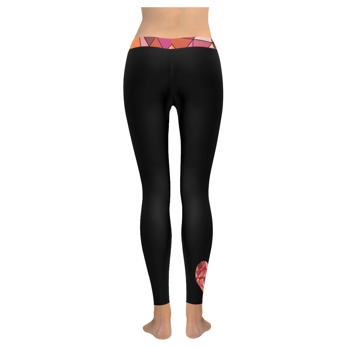 RED HEART WIREFRAME Women's Low Rise Leggings (Invisible Stitch) (Model L05)