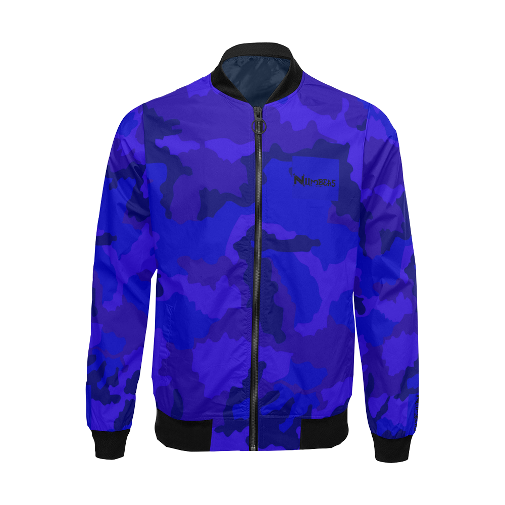 NUMBERS Collection Camo Ready Royal Blue All Over Print Bomber Jacket for Men (Model H19)