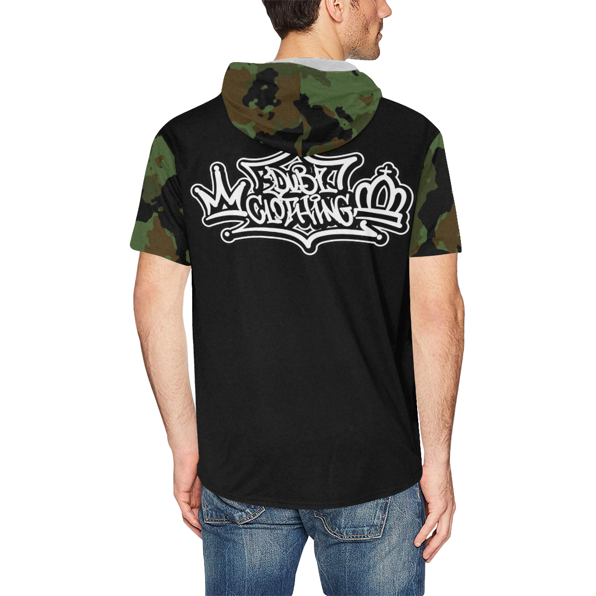 Camo All Over Print Short Sleeve Hoodie for Men (Model H32)