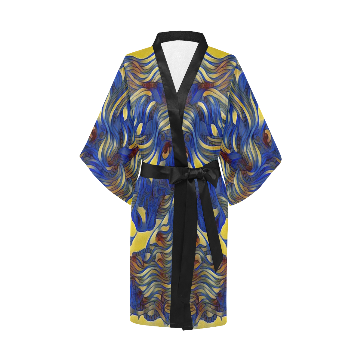 Japanese Unicorn Silk Splash Kimono Robe