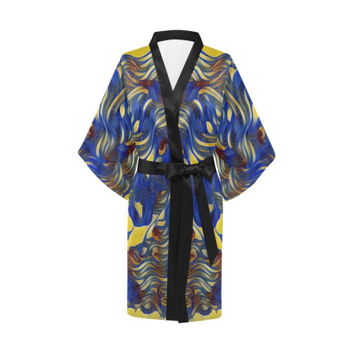 Japanese Unicorn Silk Splash Kimono Robe