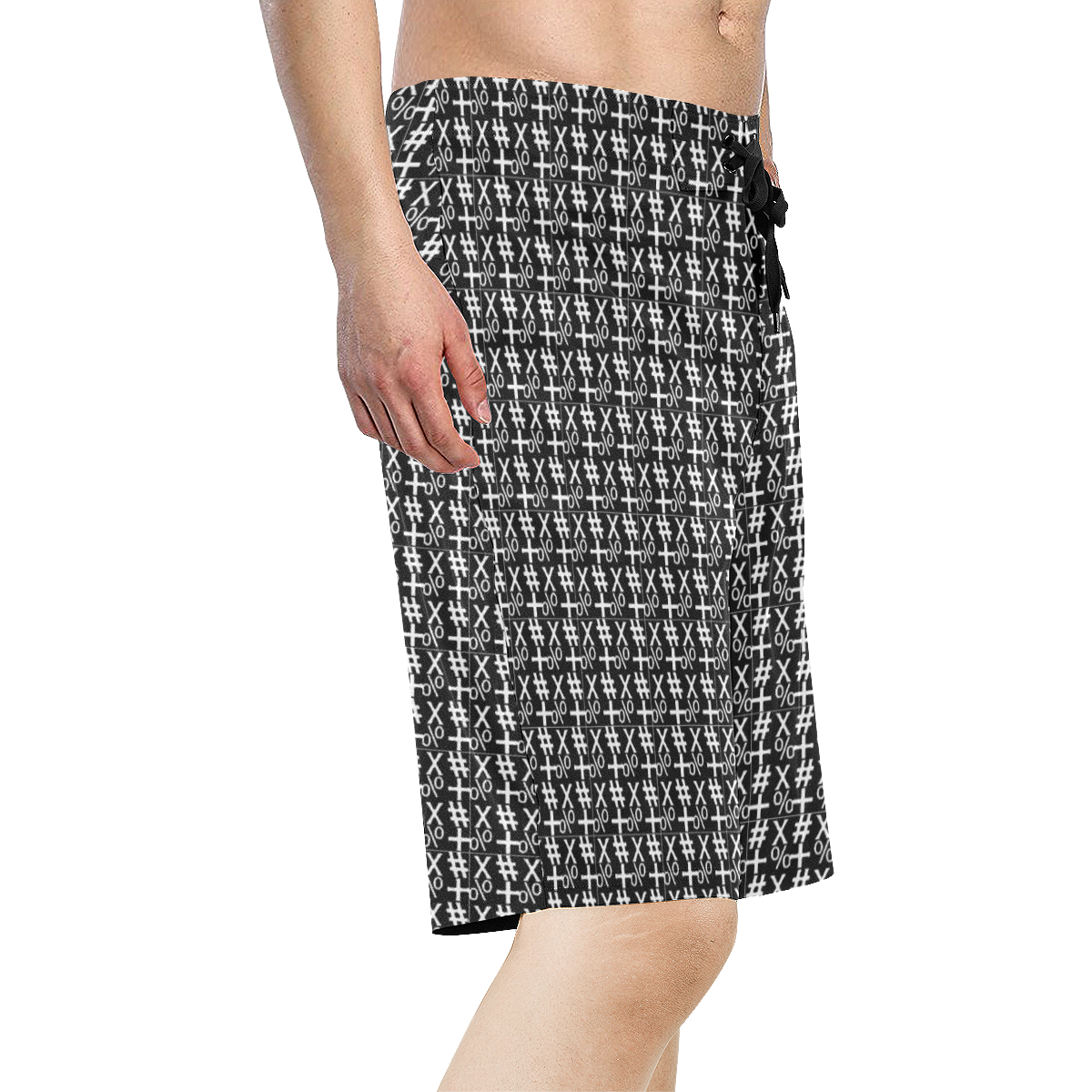 NUMBERS Collection Symbols Black Men's All Over Print Board Shorts (Model L16)