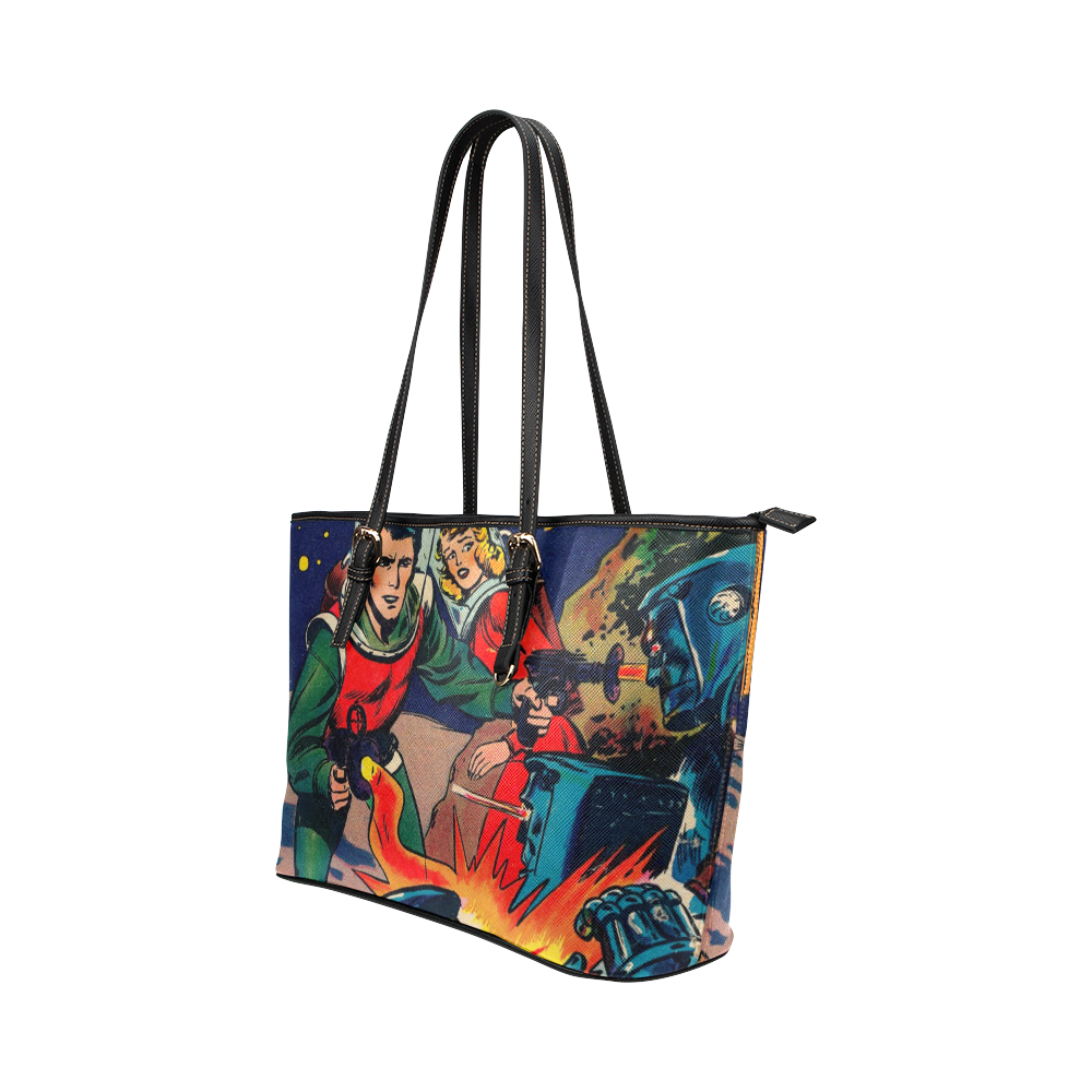 Battle in Space Leather Tote Bag/Small (Model 1651)