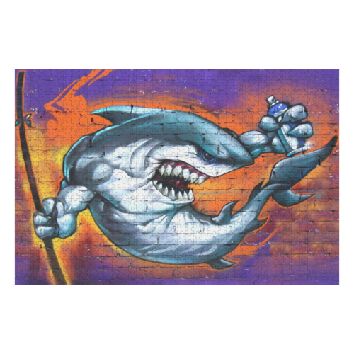 Graffiti Shark 1000-Piece Wooden Photo Puzzles