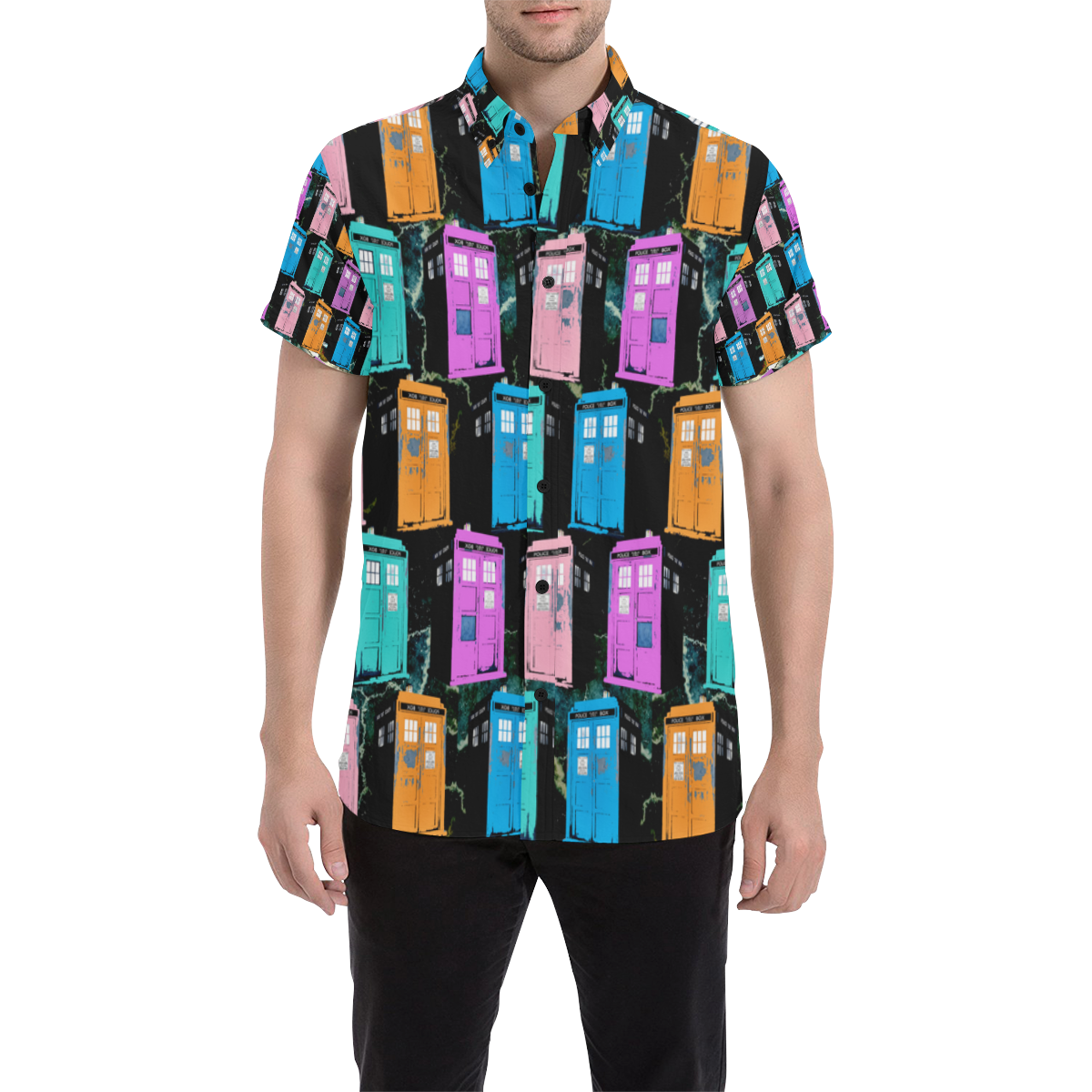 Pop Art time machine Men's All Over Print Short Sleeve Shirt (Model T53)