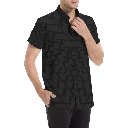 NUMBERS Collection 1234567 Black/Matt Black Men's All Over Print Short Sleeve Shirt (Model T53)
