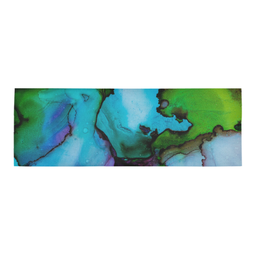 Blue green ink Area Rug 9'6''x3'3''