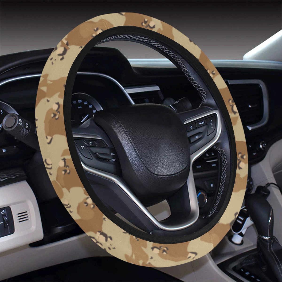 Vintage Desert Brown Camouflage Steering Wheel Cover with Elastic Edge