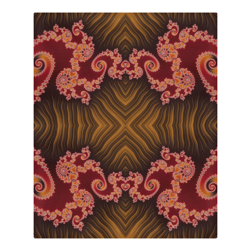 Red and Brown Hearts Lace Fractal Abstract 3-Piece Bedding Set
