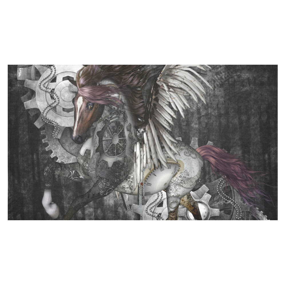 Aweswome steampunk horse with wings Cotton Linen Tablecloth 60"x 104"