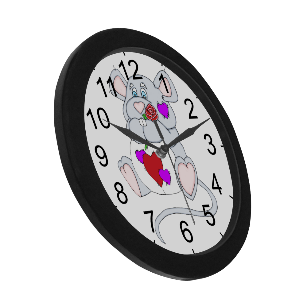 Valentine Mouse Circular Plastic Wall clock