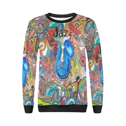 jazz-4-y-graffiti All Over Print Crewneck Sweatshirt for Women (Model H18)