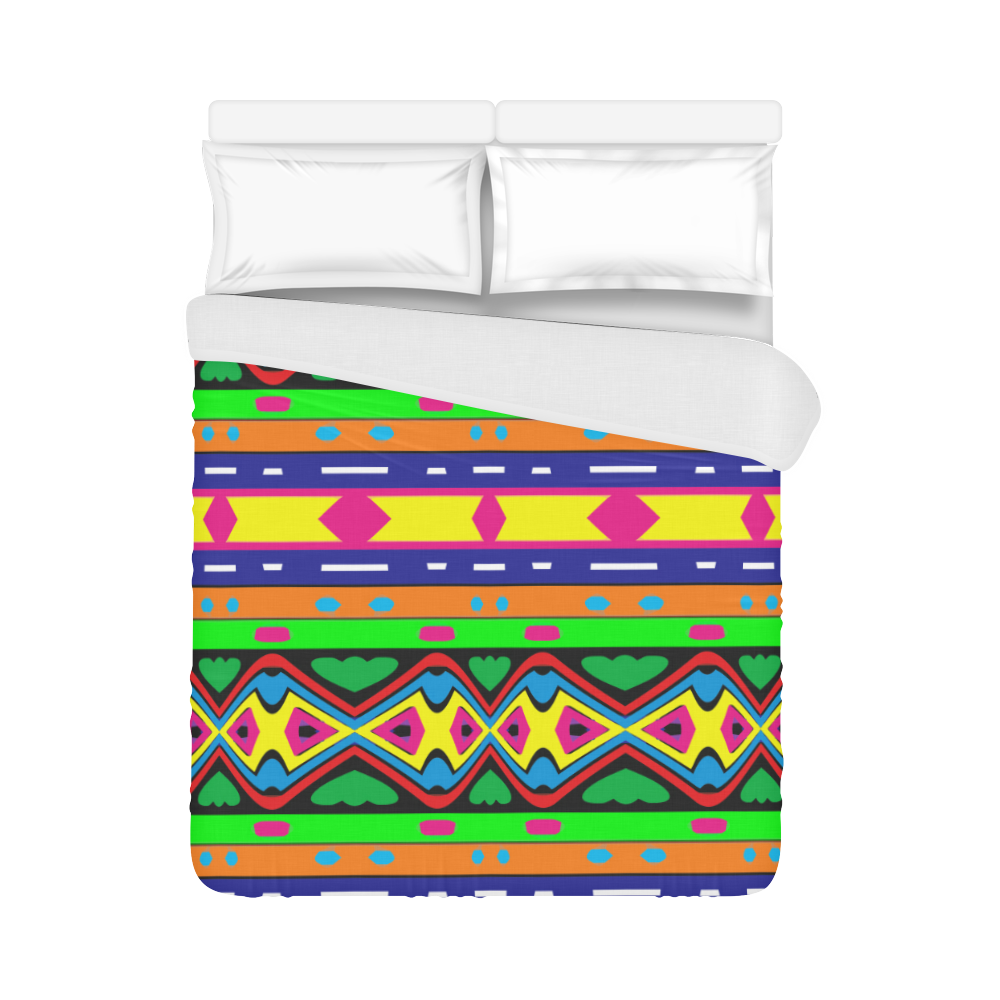 Distorted colorful shapes and stripes Duvet Cover 86"x70" ( All-over-print)