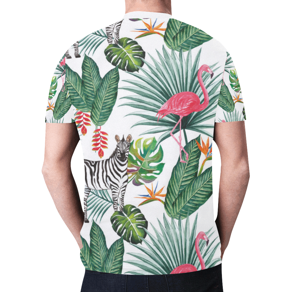 Awesome Flamingo And Zebra New All Over Print T-shirt for Men (Model T45)
