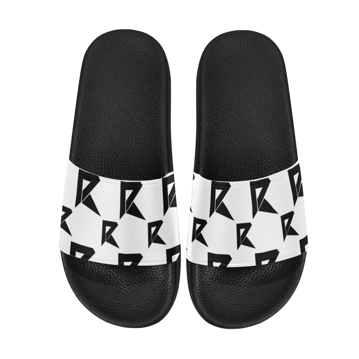 Black & White Pattern Slide Men's Slide Sandals (Model 057)