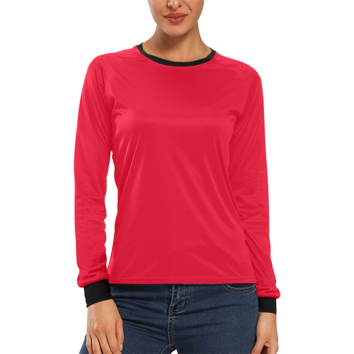 color Spanish red Women's All Over Print Long Sleeve T-shirt (Model T51)