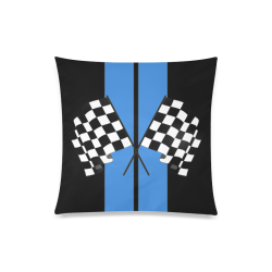 Race Car Stripe, Checkered Flag, Black and Blue Custom Zippered Pillow Case 20"x20"(Twin Sides)