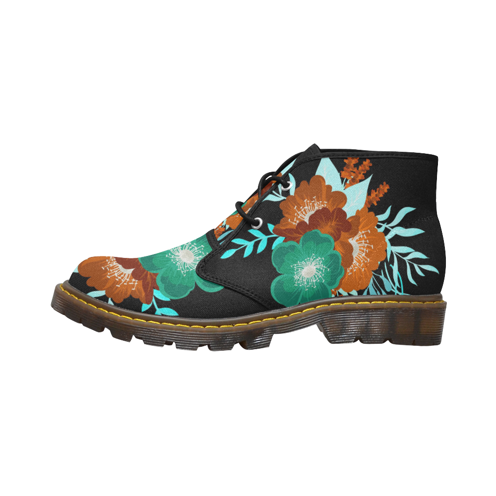 FLORAL DESIGN 20 Women's Canvas Mid-Top Boots (Model 2402-1)