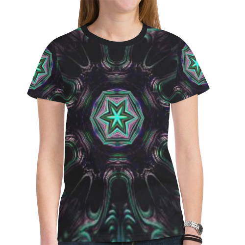 Enhanced Black Mandala New All Over Print T-shirt for Women (Model T45)